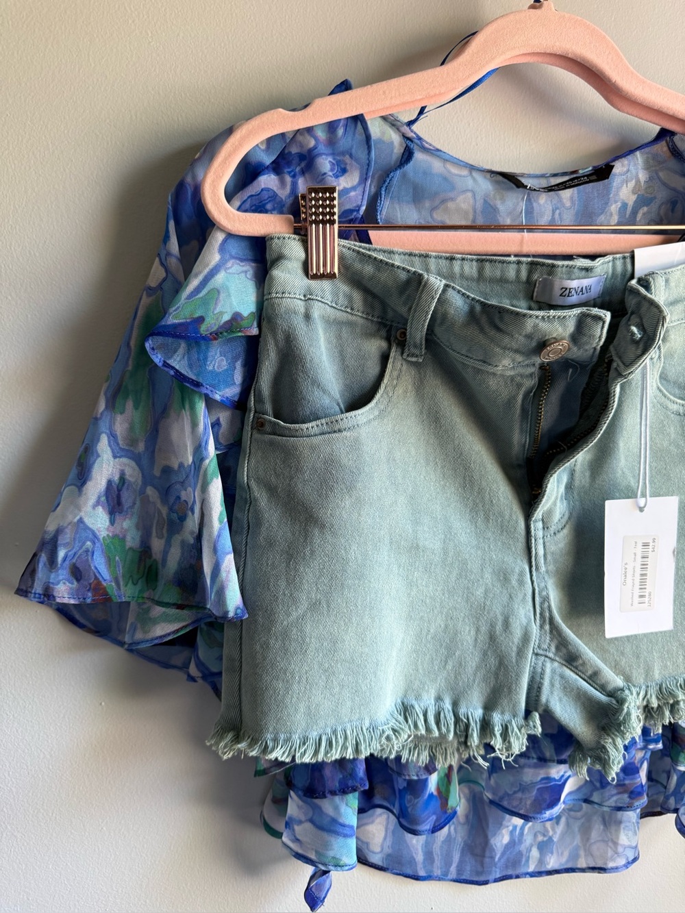 Zara Sheer Blue Teal White Floral Blouse XS NWT - Picture 3 of 16